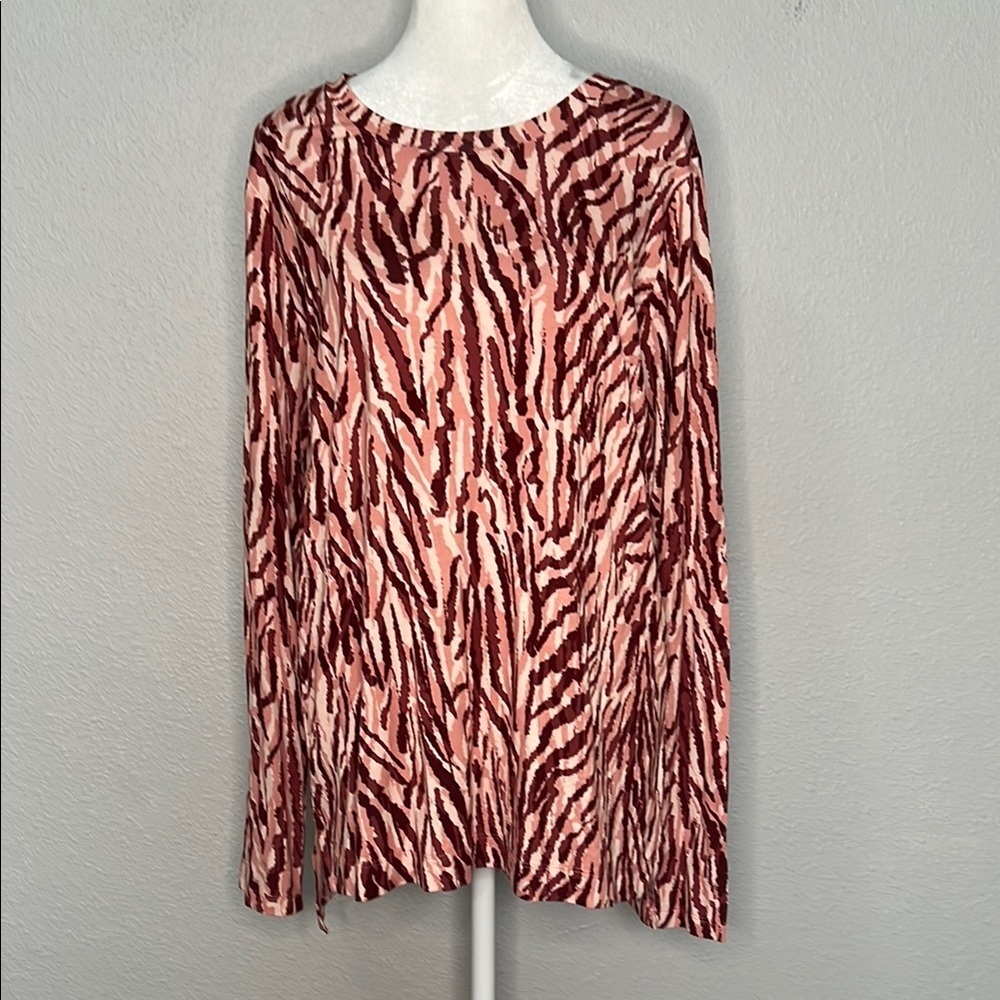 Belle Pink Print Long Sleeve TShirt Size Medium